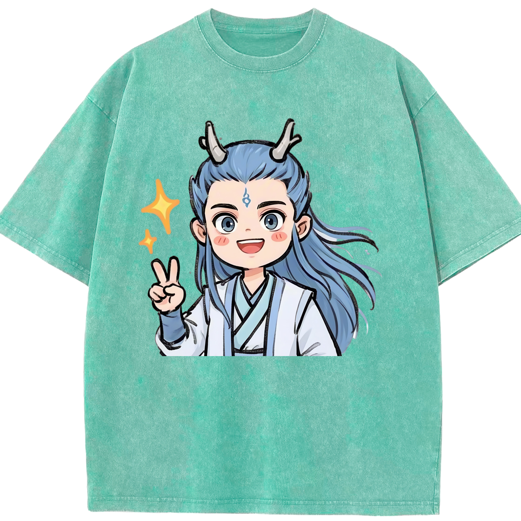 （画像用） Ne Zha 2 ナタ 魔童の大暴れ 綿100% ヴィンテージ風 半袖Tシャツ（フロントプリント）